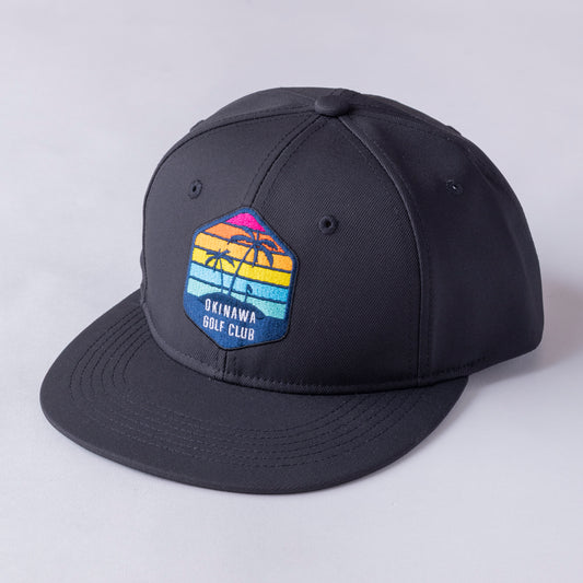 *NEW*Flat Visor 6panel Hexagon Palm BK
