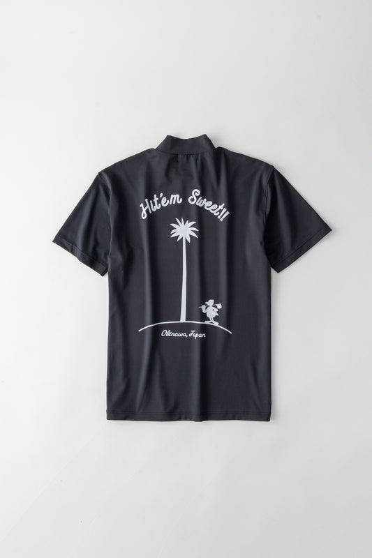 【UNISEX】Standard Mock neck Shirt Hit’em Sweet Palm 4way WH&BK