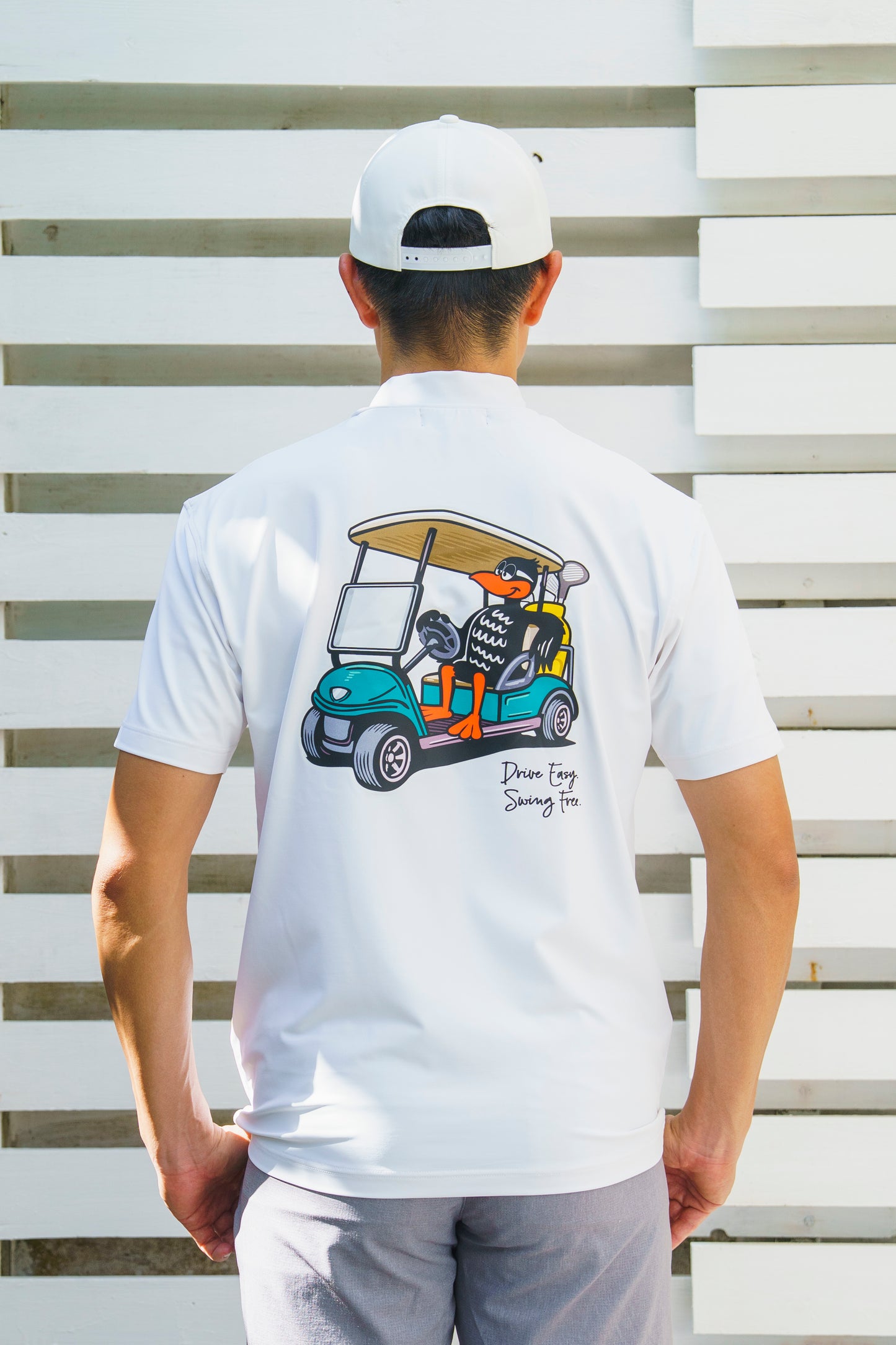 【UNISEX】Standard Mock neck Shirt Cart Higa-kun 4way WH