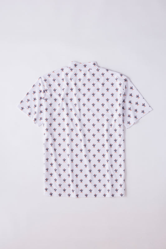 *NEW*【UNISEX】Standard Mock neck Shirt Flag Higa Pattern WH