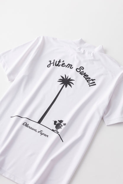 【UNISEX】Standard Mock neck Shirt Hit'em Sweet Palm WH