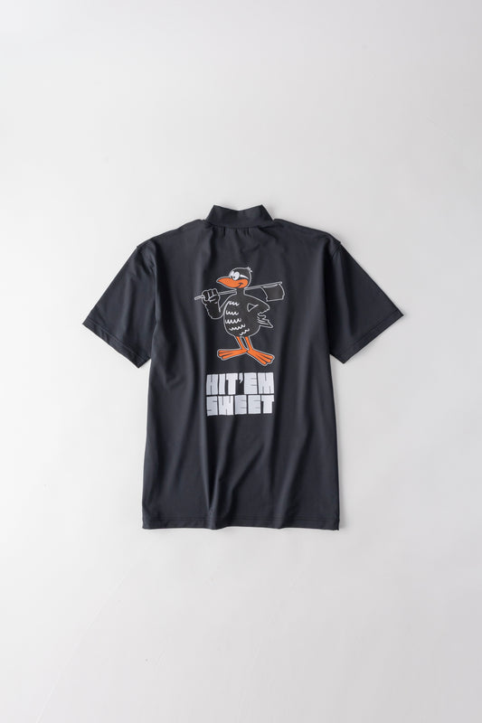 【UNISEX】Standard Mock neck Shirt Flag Higa-kun 4way BK