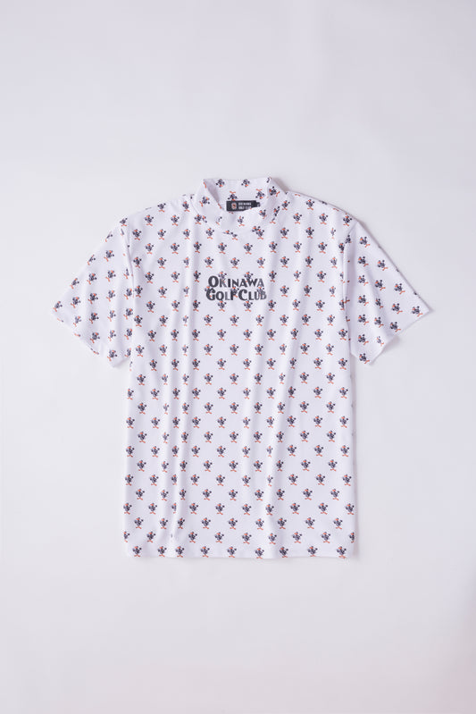 ＊NEW＊【UNISEX】Standard Mock neck Shirt Flag Higa Pattern WH