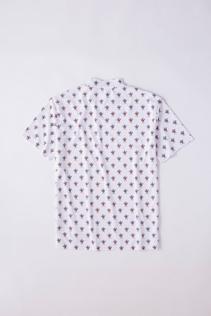＊NEW＊【UNISEX】Standard Mock neck Shirt Flag Higa Pattern WH
