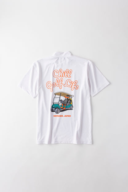 ＊NEW＊【UNISEX】Standard Mock neck Shirt Chill Golf Life Cart Higa-kun WH