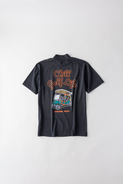 ＊NEW＊【UNISEX】Standard Mock neck Shirt Chill Golf Life Cart Higa-kun BK