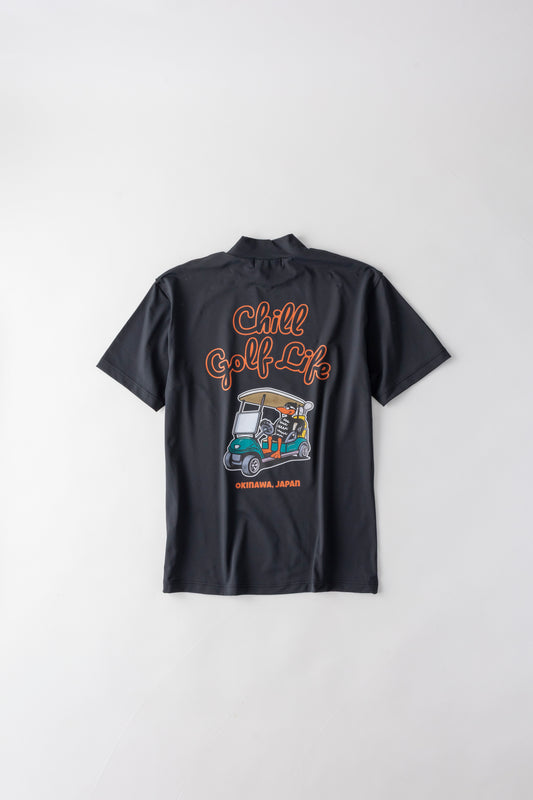 ＊NEW＊【UNISEX】Standard Mock neck Shirt Chill Golf Life Cart Higa-kun BK